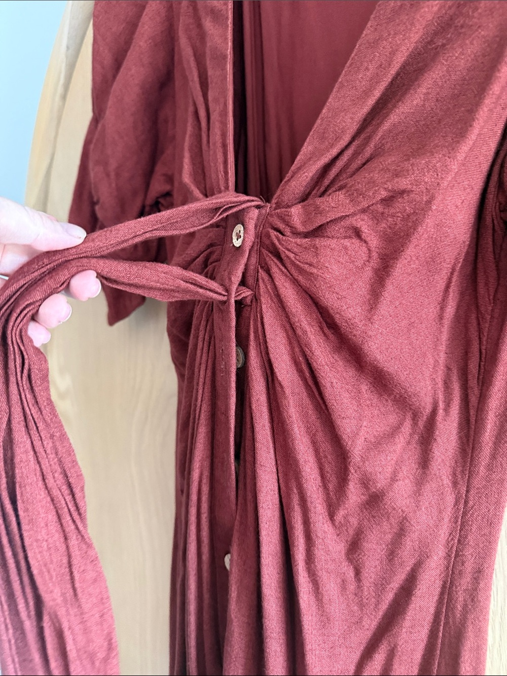 Free People Rust Red Maxi Dress with Front Tie - Picture 3 of 5